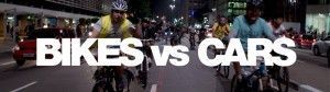 BIKES vs CARS Title image 2; Ghost bike memorial ride, Sao Paulo, Brazil. P hoto: Flora Dias