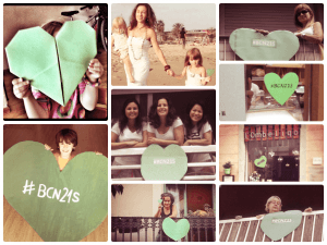 Collage de fotos con corazones verdes por la Tierra