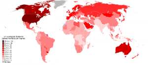Mapa de la huella ecológica per capita por países